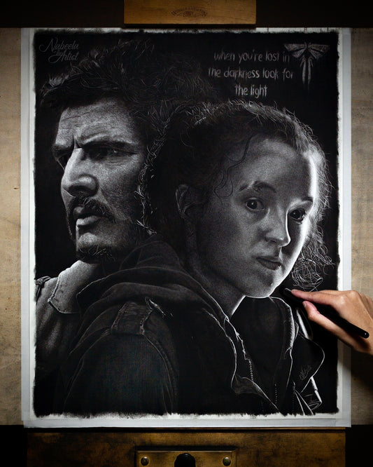 Joel & Ellie | Giclée Fine Art Print | Charcoal Drawing