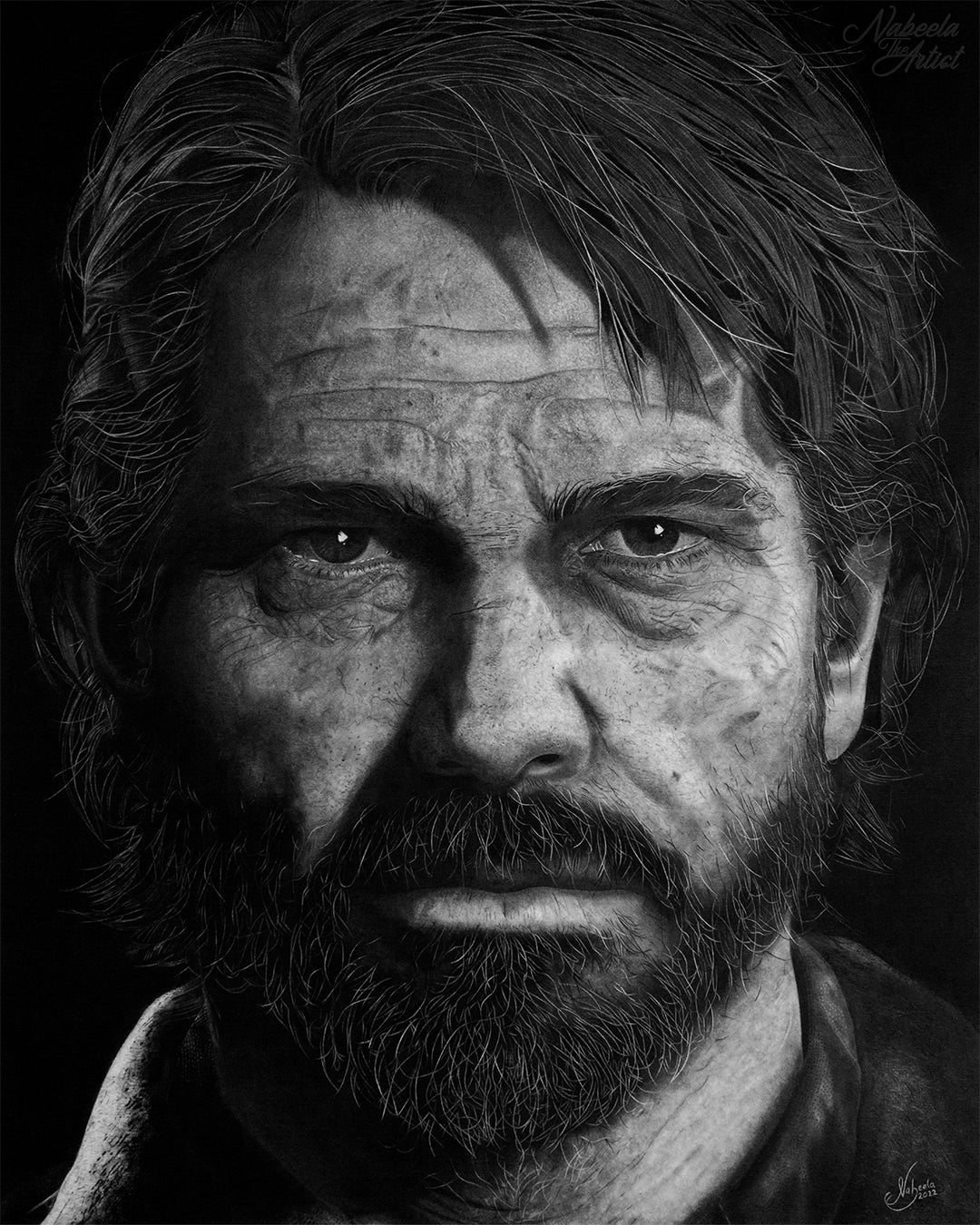 Joel Miller Charcoal Drawing The Last of Us 2