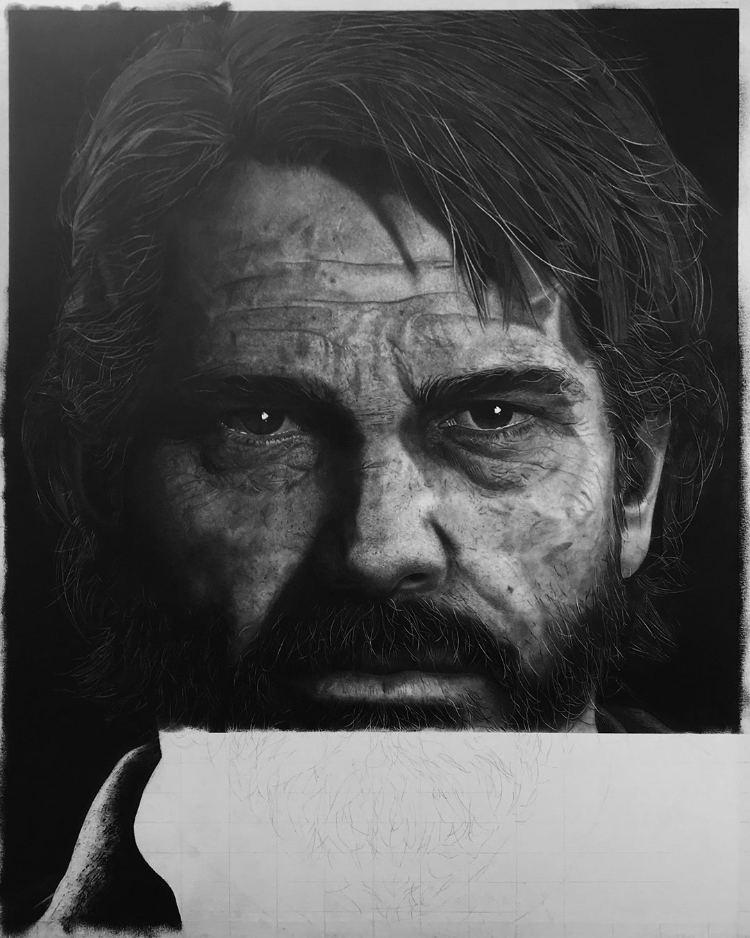 Joel Miller Charcoal Drawing The Last of Us 2