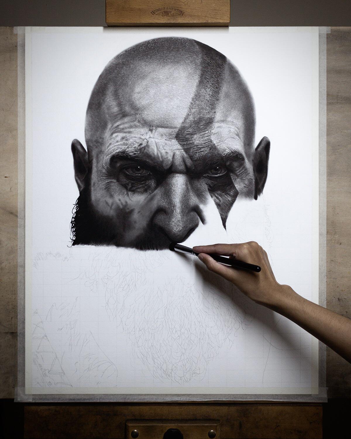 Kratos | Giclée Fine Art Print | Charcoal Drawing