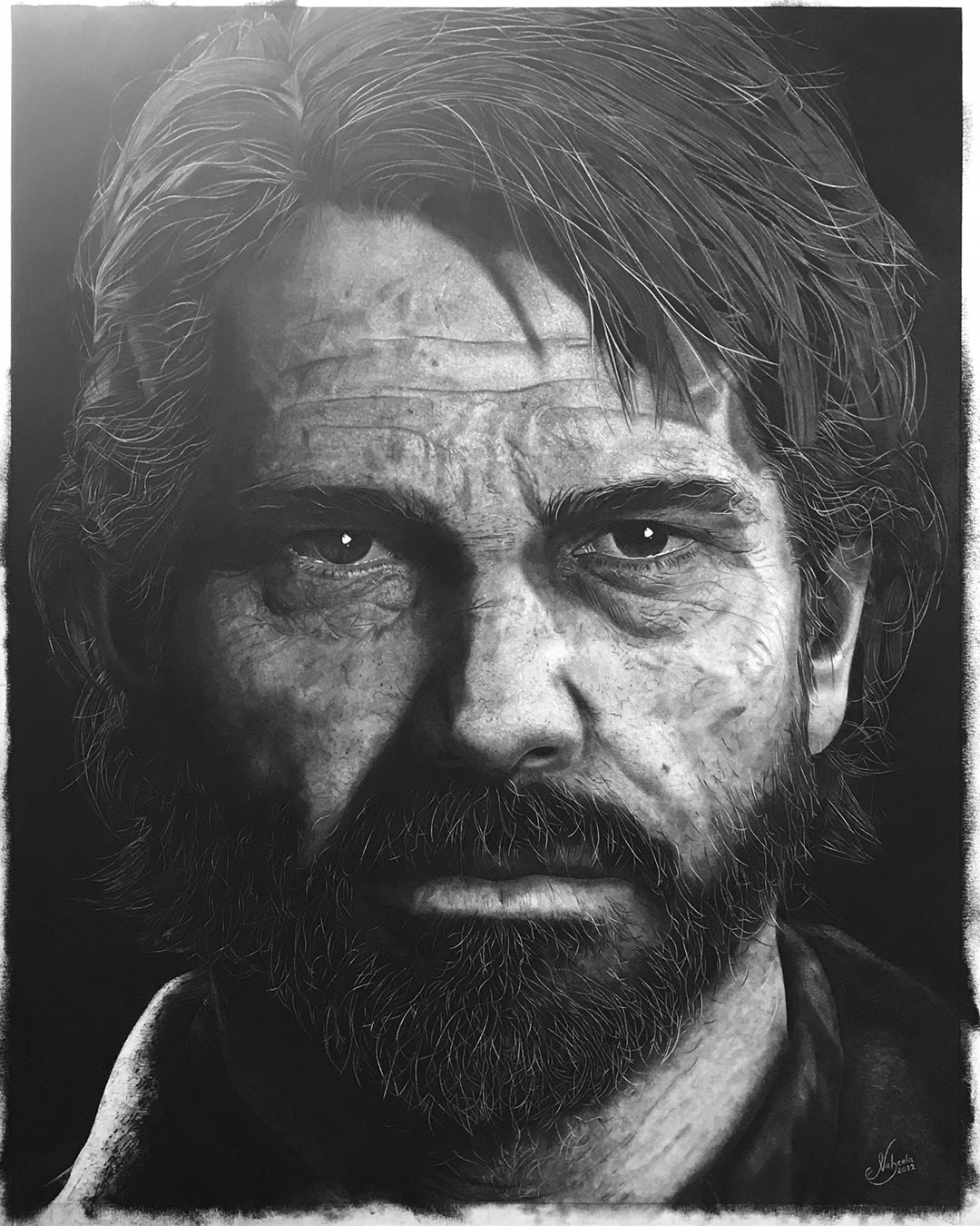 Joel Miller Charcoal Drawing The Last of Us 2