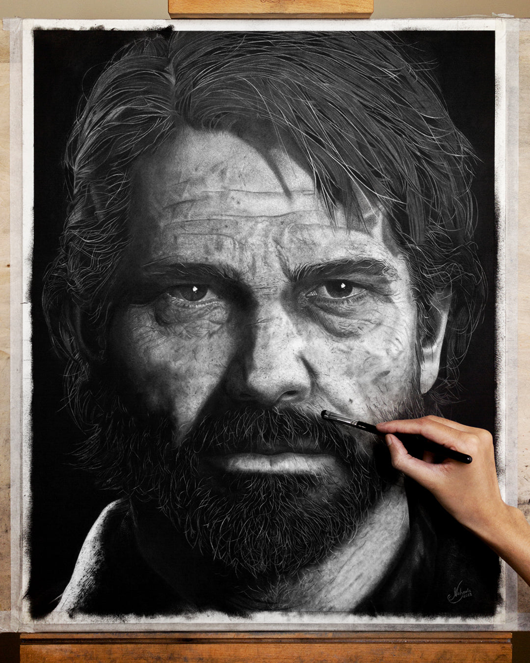 Joel Miller Charcoal Drawing The Last of Us 2