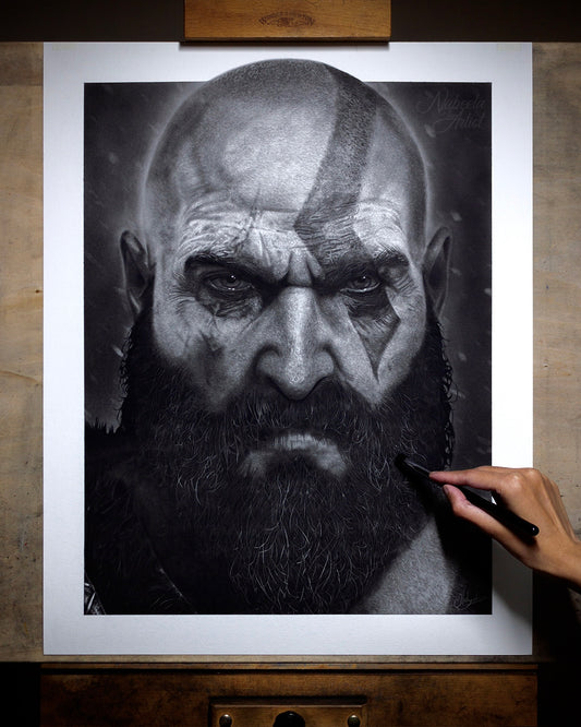 Kratos | Original Charcoal Drawing
